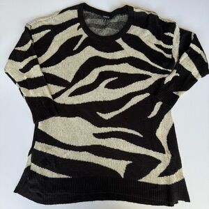 Torrid Zebra Jacquard Pullover Sweater Black 3x
